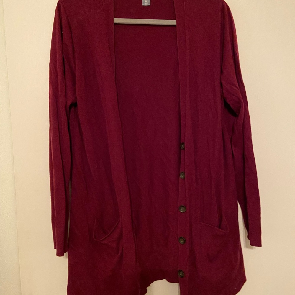 Maroon Boyfriend Button Cardigan with Pockets! XL
